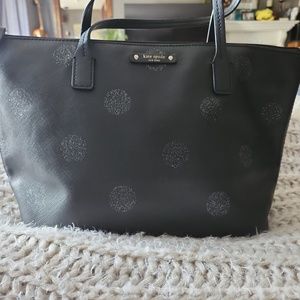 Kate Spade Black Glitter Polka Dot Tote